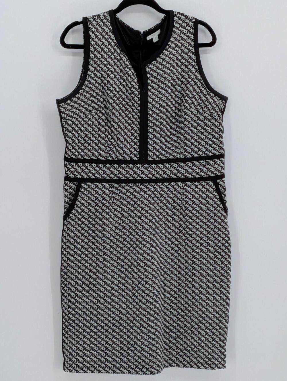 New York & Company XL $89 Black White Geometric Sleeveless Sheath Knit Dress